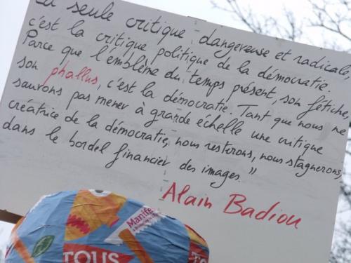Texte d'Alain Badiou à la seule manif importante du 23/1 à Bruxelles